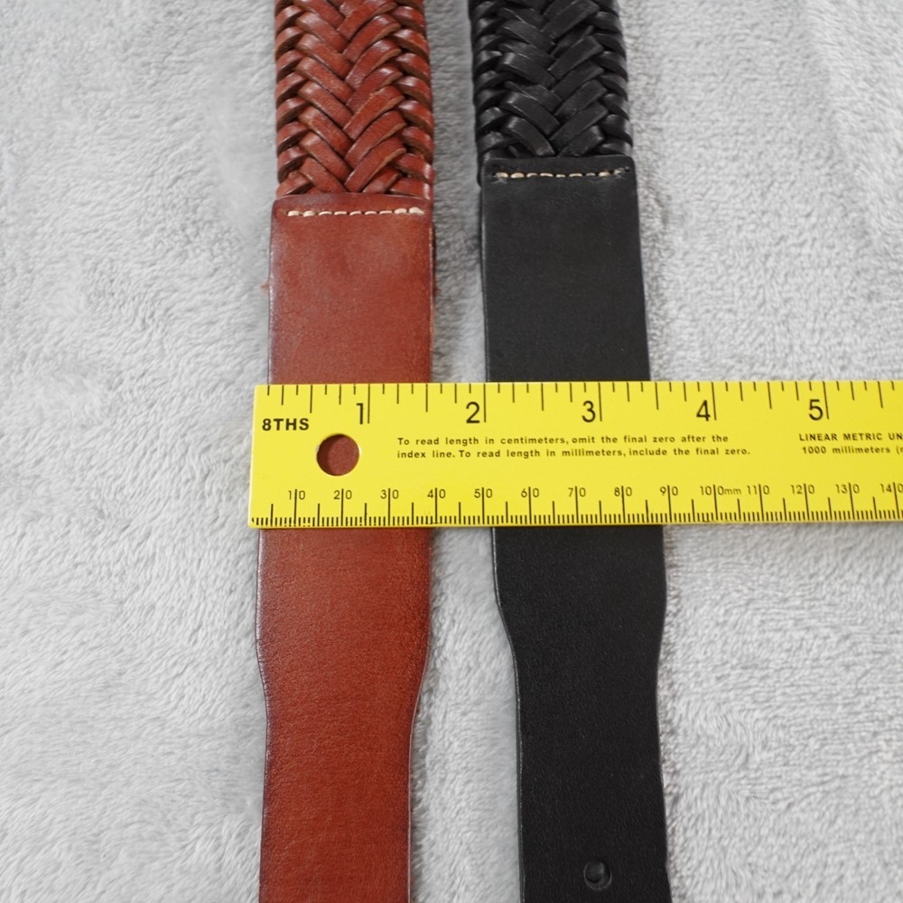 Ariat Braided Leather Belts Lot of 2 Black Brown Mens Small Dress Casual Classic - Picture 3 of 7